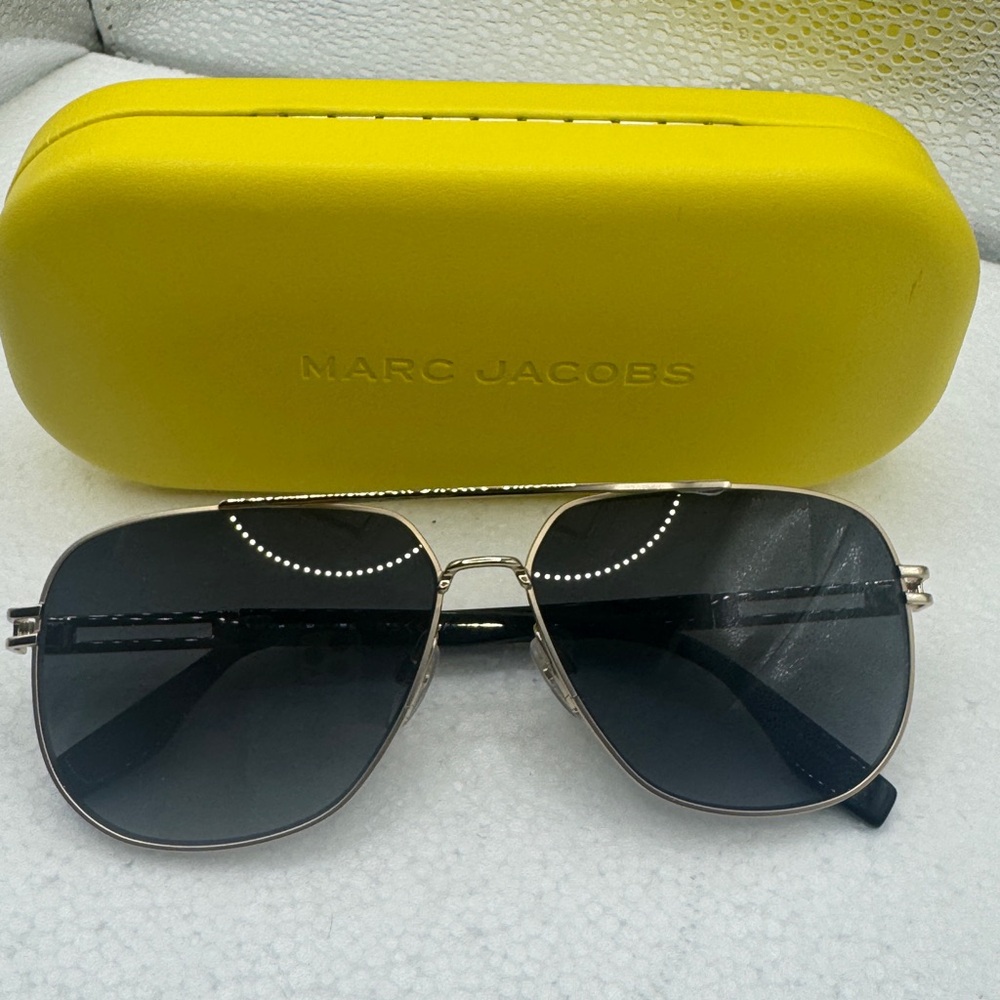 Marc Jacobs Gold Aviator Sunglasses with Yellow Case